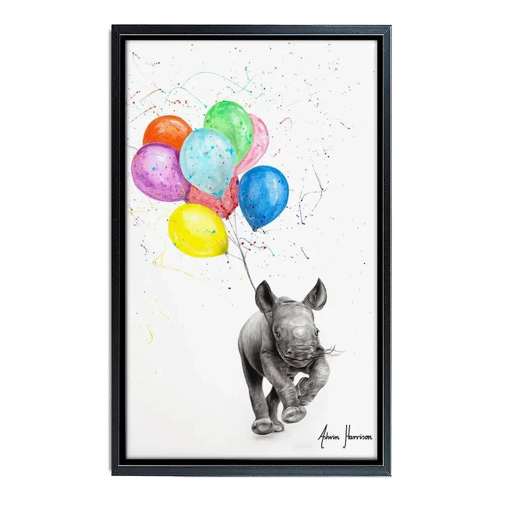 The Rhino And The Balloons Canvas Print The Rhino And The Balloons Canvas Print wall art product Ashvin Harrison