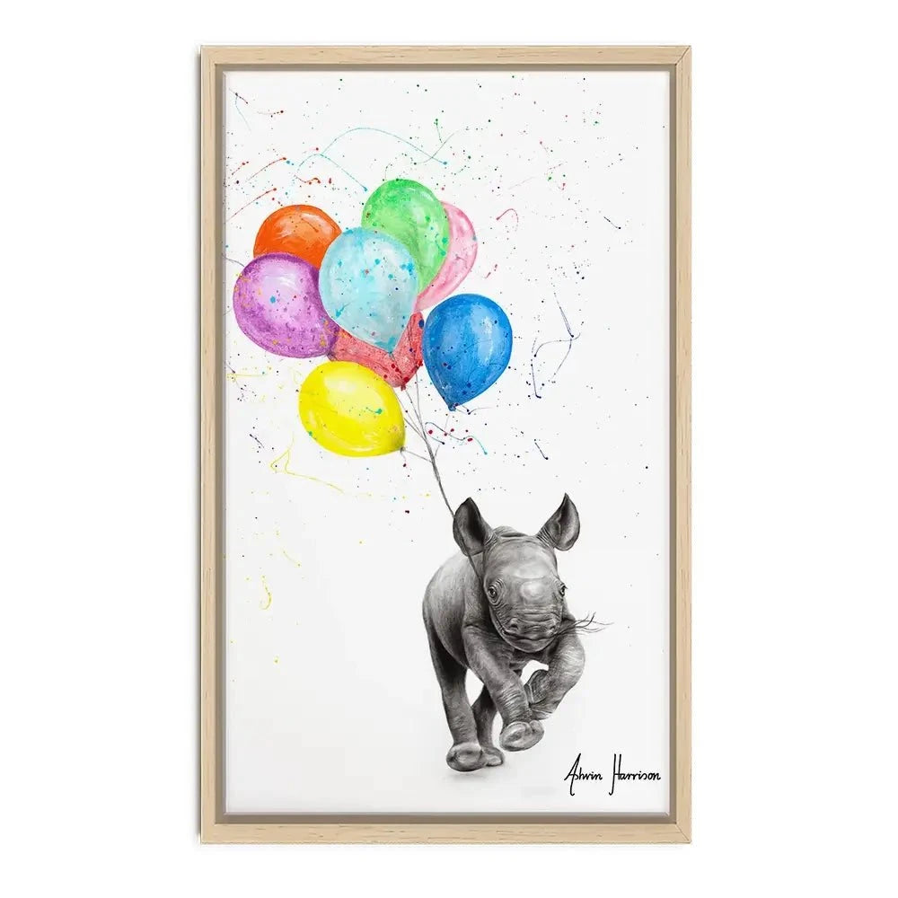The Rhino And The Balloons Canvas Print The Rhino And The Balloons Canvas Print wall art product Ashvin Harrison