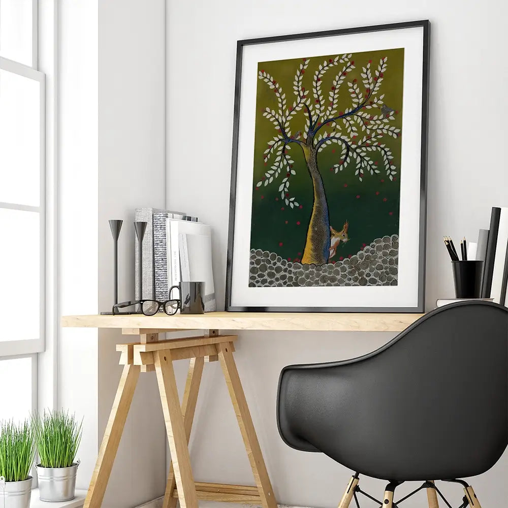 The Squirrel And The Tree Framed Art Print The Squirrel And The Tree Framed Art Print wall art product Karen Sutton