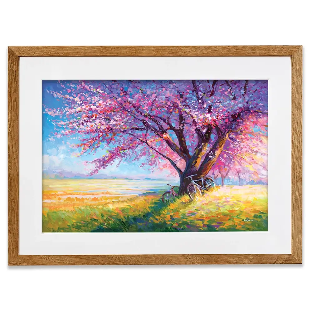 The Sweet Romance Of Cherry Blossom Trees Framed Art Print The Sweet Romance Of Cherry Blossom Trees Framed Art Print wall art product Leon Devenice