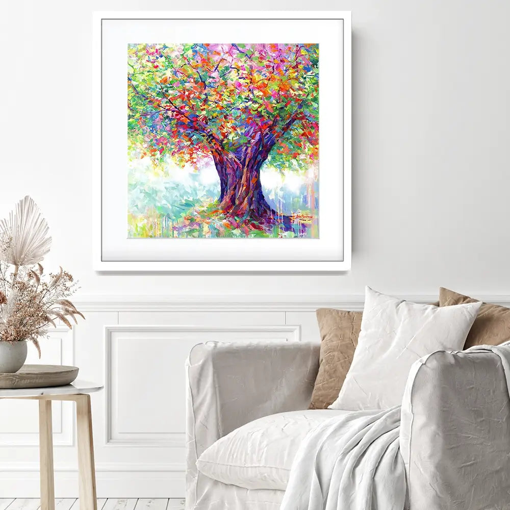 The Tree Of Endless Joy Square Framed Art Print The Tree Of Endless Joy Square Framed Art Print wall art product Leon Devenice