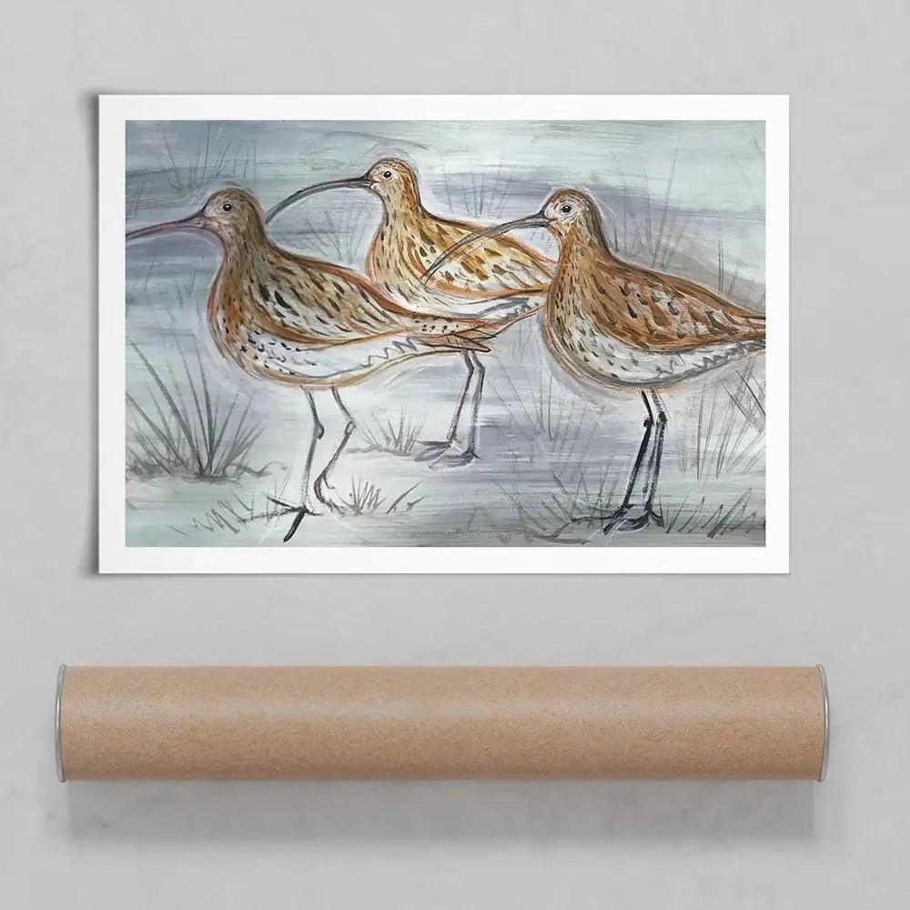 Three Curlews Art Print Three Curlews Art Print wall art product Jane Brookshaw