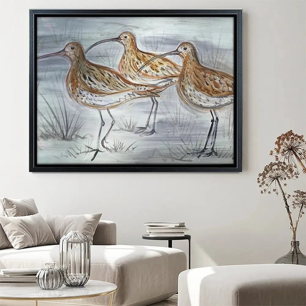 Three Curlews Canvas Print Three Curlews Canvas Print wall art product Jane Brookshaw