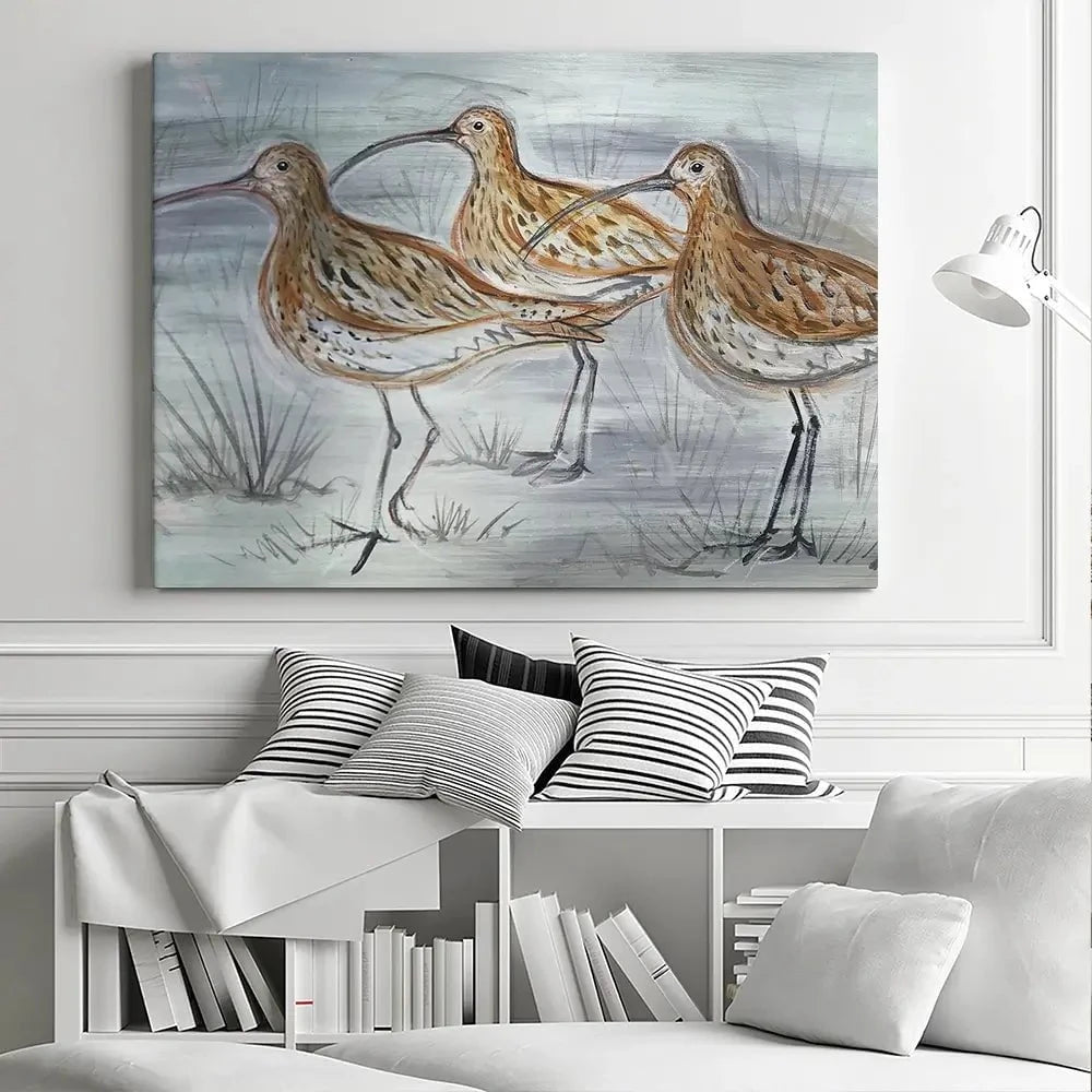 Three Curlews Canvas Print Three Curlews Canvas Print wall art product Jane Brookshaw