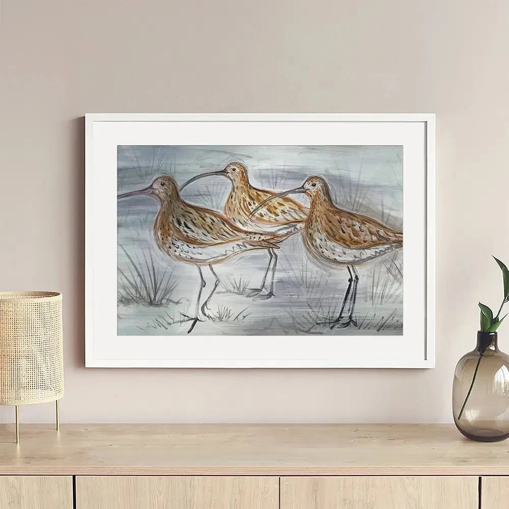 Three Curlews Framed Art Print Three Curlews Framed Art Print wall art product Jane Brookshaw