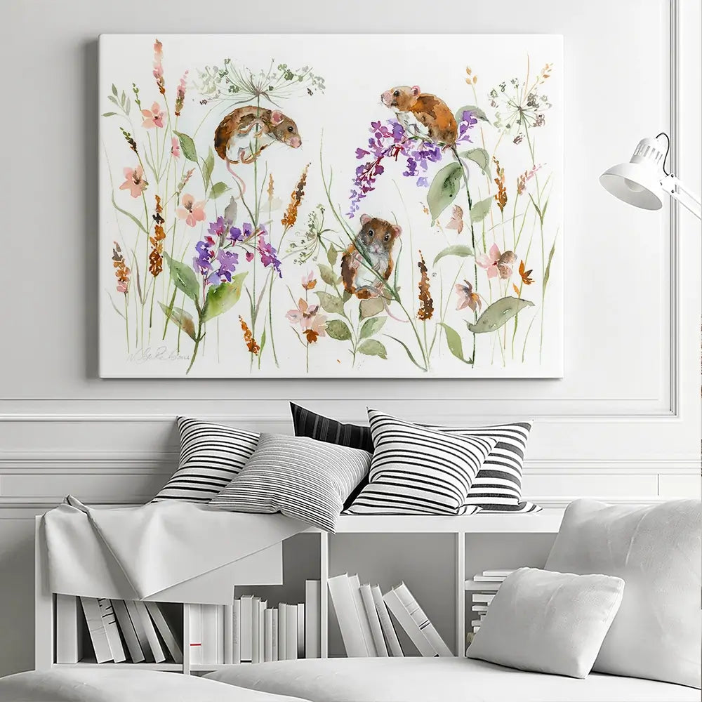 Three Mice Canvas Print Three Mice Canvas Print wall art product Nicola Jane Rowles