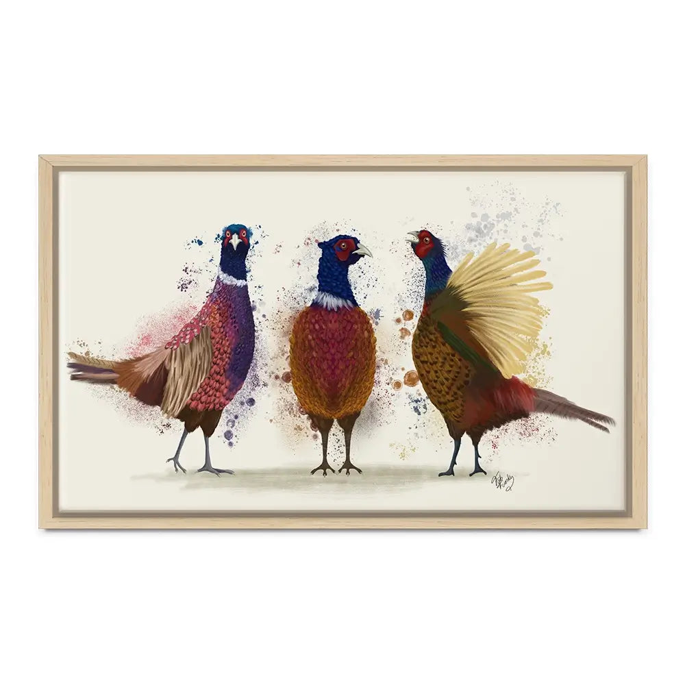 Three Pheasants Oversized Canvas Print Three Pheasants Oversized Canvas Print wall art product Fab Funky