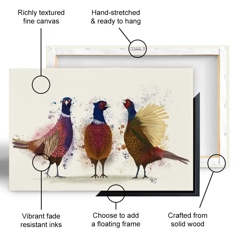 Three Pheasants Oversized Canvas Print Three Pheasants Oversized Canvas Print wall art product Fab Funky