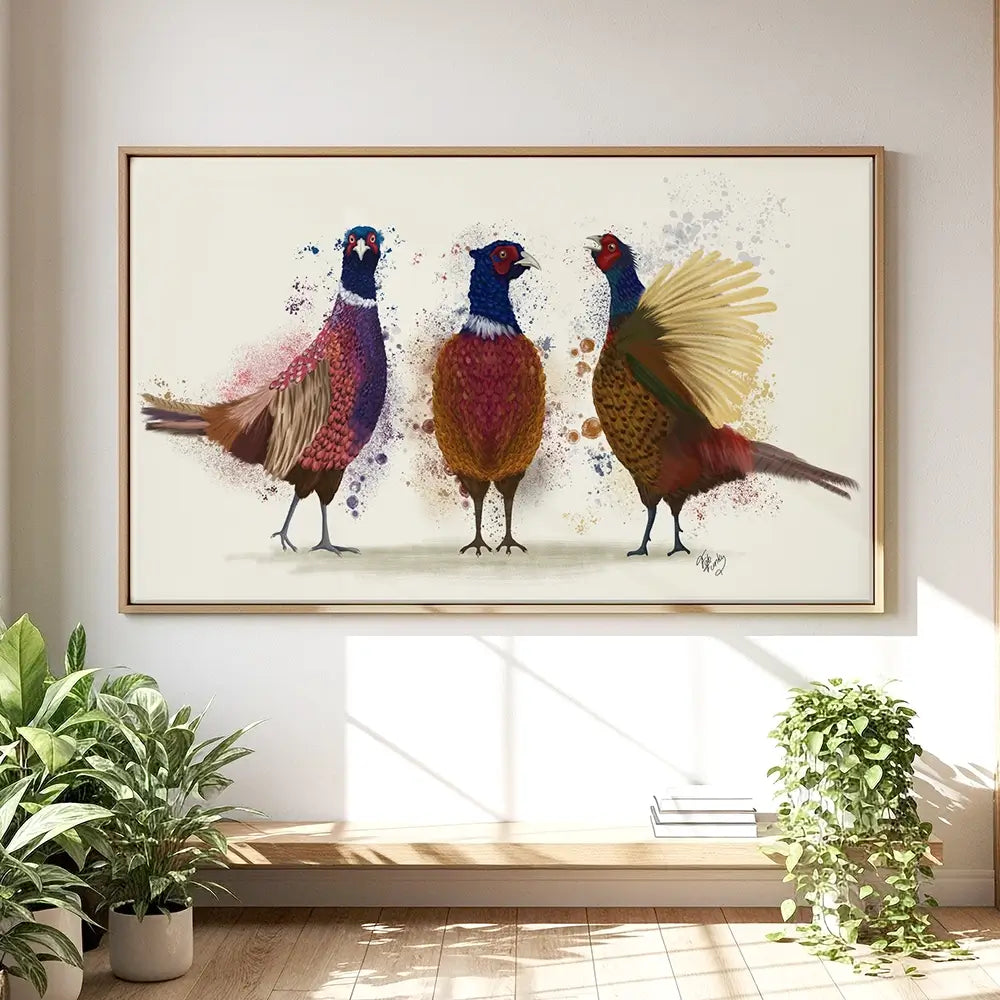 Three Pheasants Oversized Canvas Print Three Pheasants Oversized Canvas Print wall art product Fab Funky