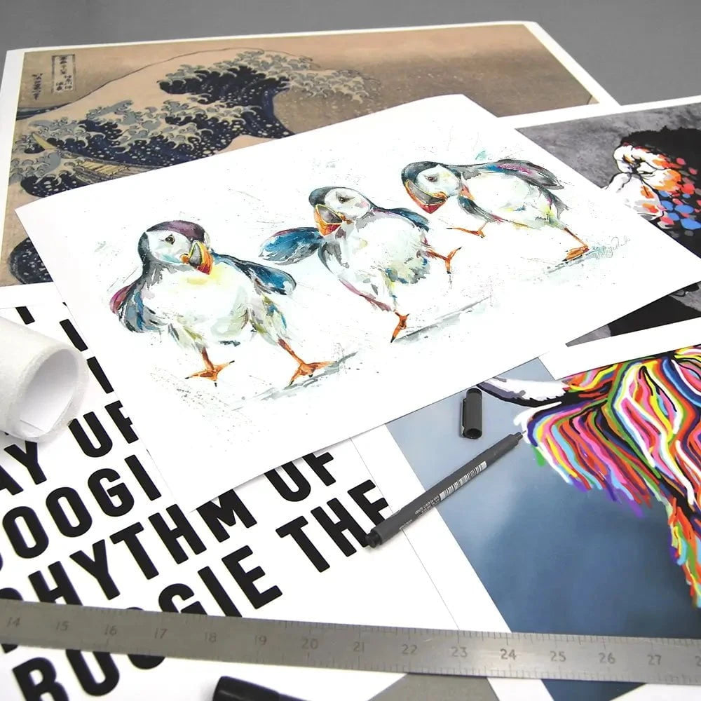 Three Puffins Art Print Three Puffins Art Print wall art product Nicola Jane Rowles