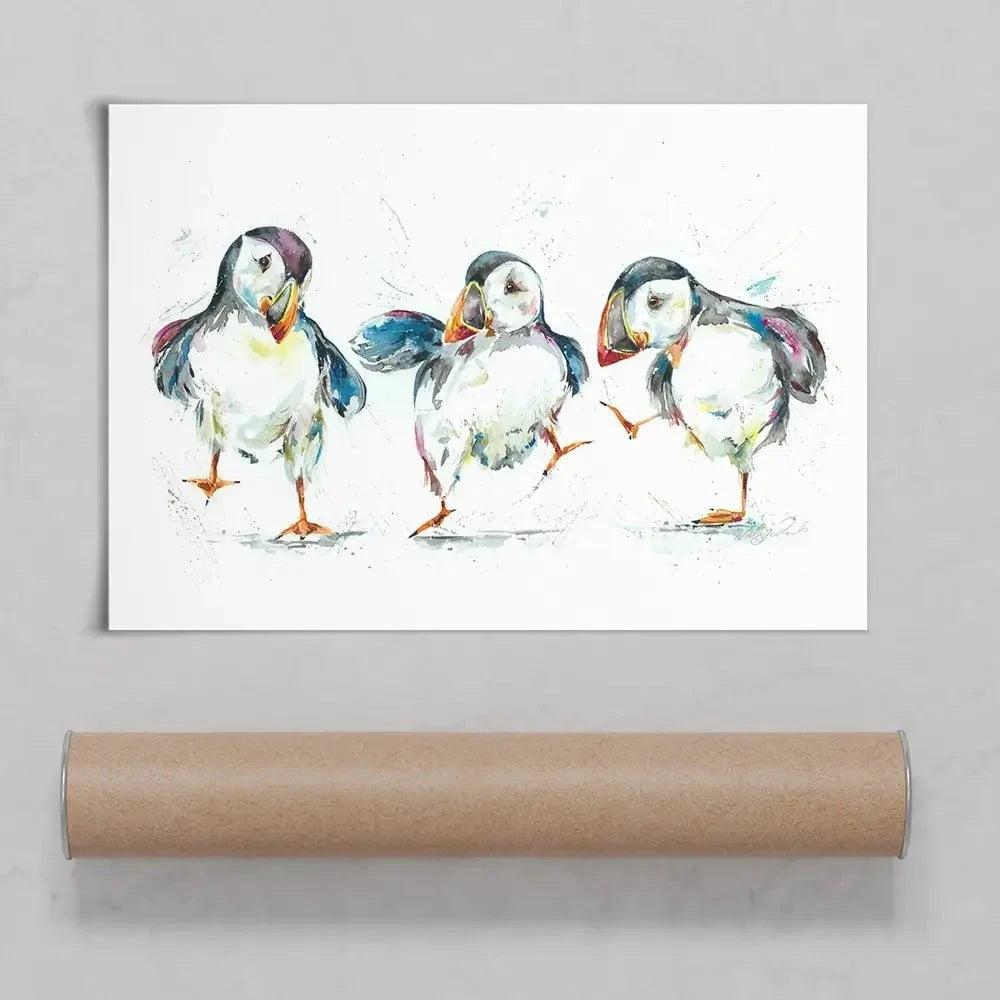 Three Puffins Art Print Three Puffins Art Print wall art product Nicola Jane Rowles