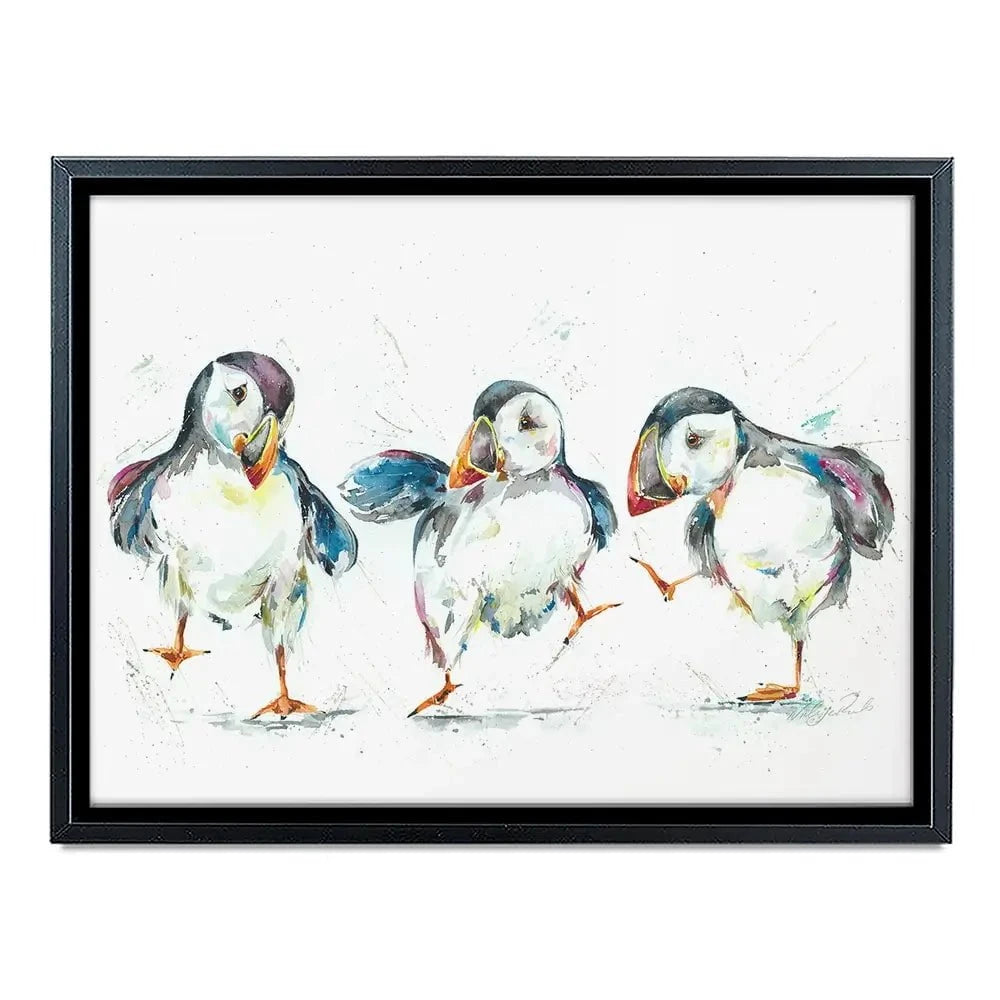Three Puffins Canvas Print Three Puffins Canvas Print wall art product Nicola Jane Rowles