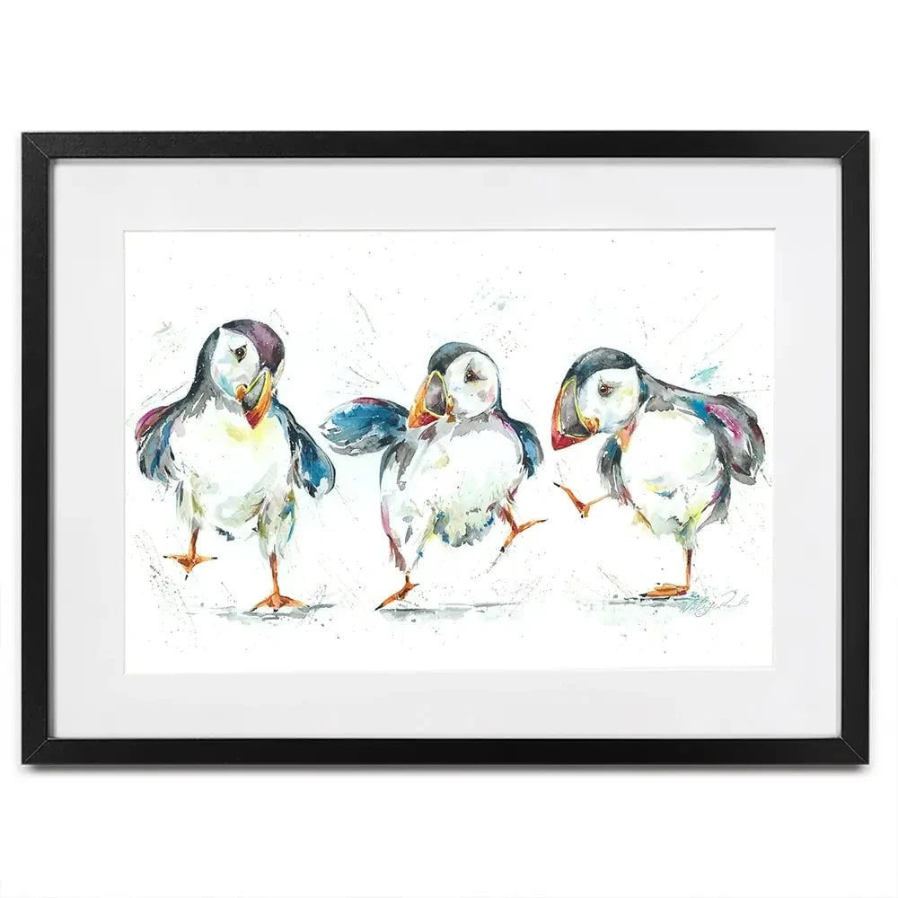 Three Puffins Framed Art Print Three Puffins Framed Art Print wall art product Nicola Jane Rowles