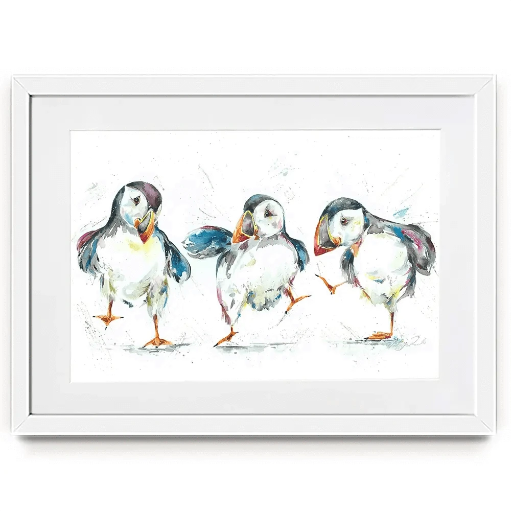 Three Puffins Framed Art Print Three Puffins Framed Art Print wall art product Nicola Jane Rowles