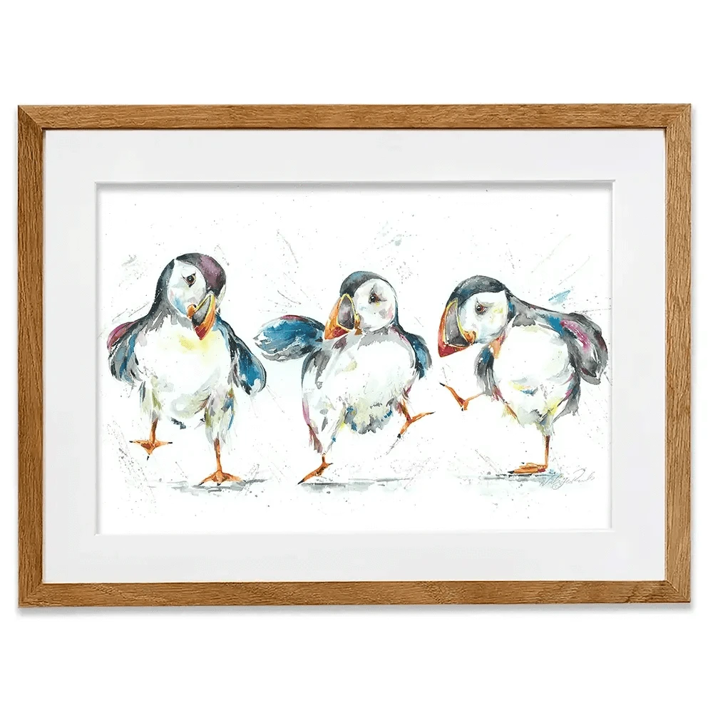 Three Puffins Framed Art Print Three Puffins Framed Art Print wall art product Nicola Jane Rowles