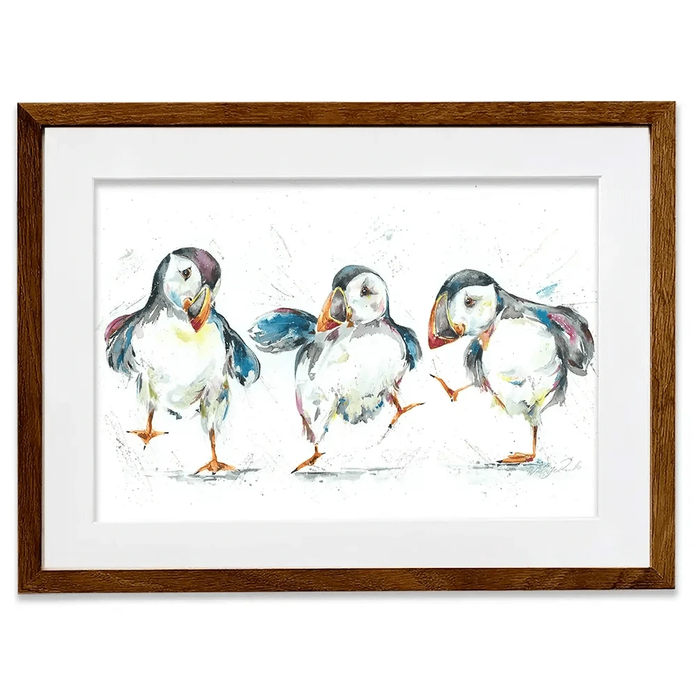 Three Puffins Framed Art Print Three Puffins Framed Art Print wall art product Nicola Jane Rowles