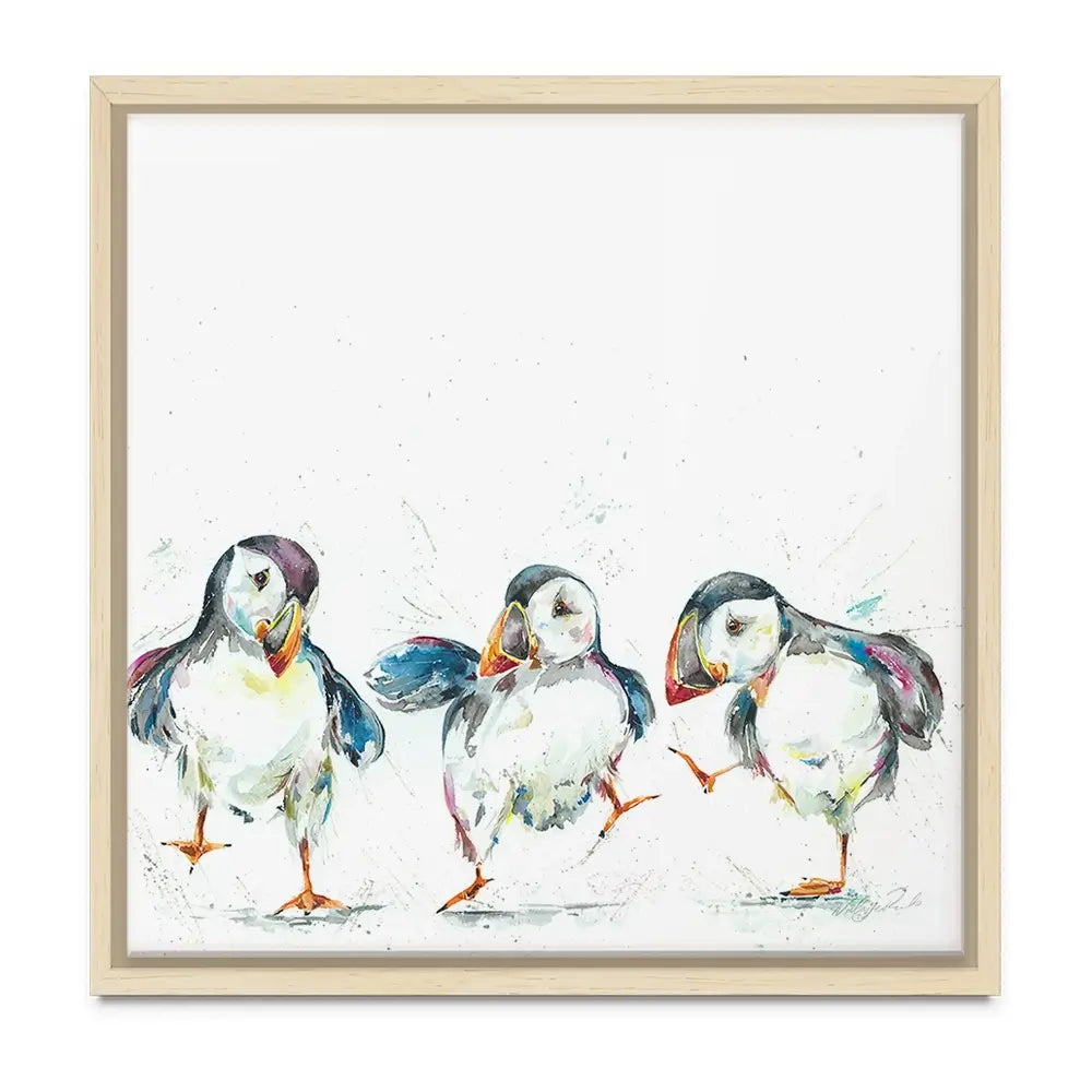 Three Puffins Oversized Canvas Print Three Puffins Oversized Canvas Print wall art product Art Print Shop