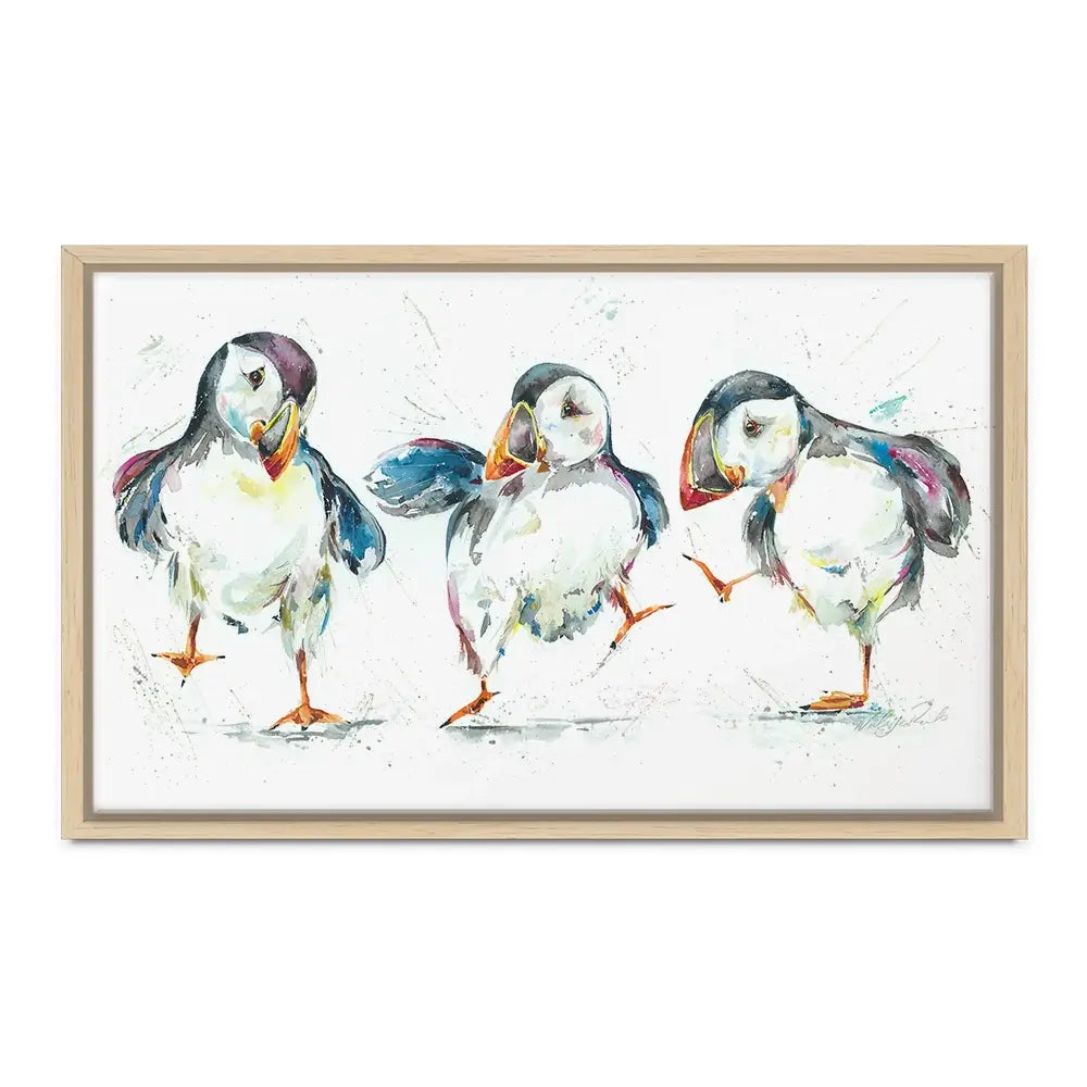 Three Puffins Oversized Canvas Print Three Puffins Oversized Canvas Print wall art product Art Print Shop