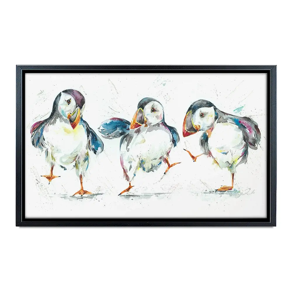 Three Puffins Oversized Canvas Print Three Puffins Oversized Canvas Print wall art product Art Print Shop