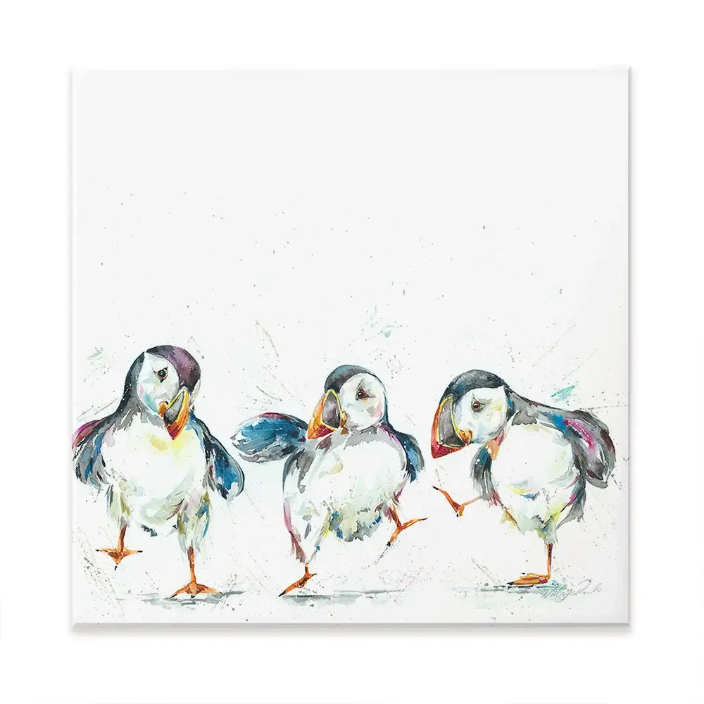 Three Puffins Oversized Canvas Print Three Puffins Oversized Canvas Print wall art product Art Print Shop