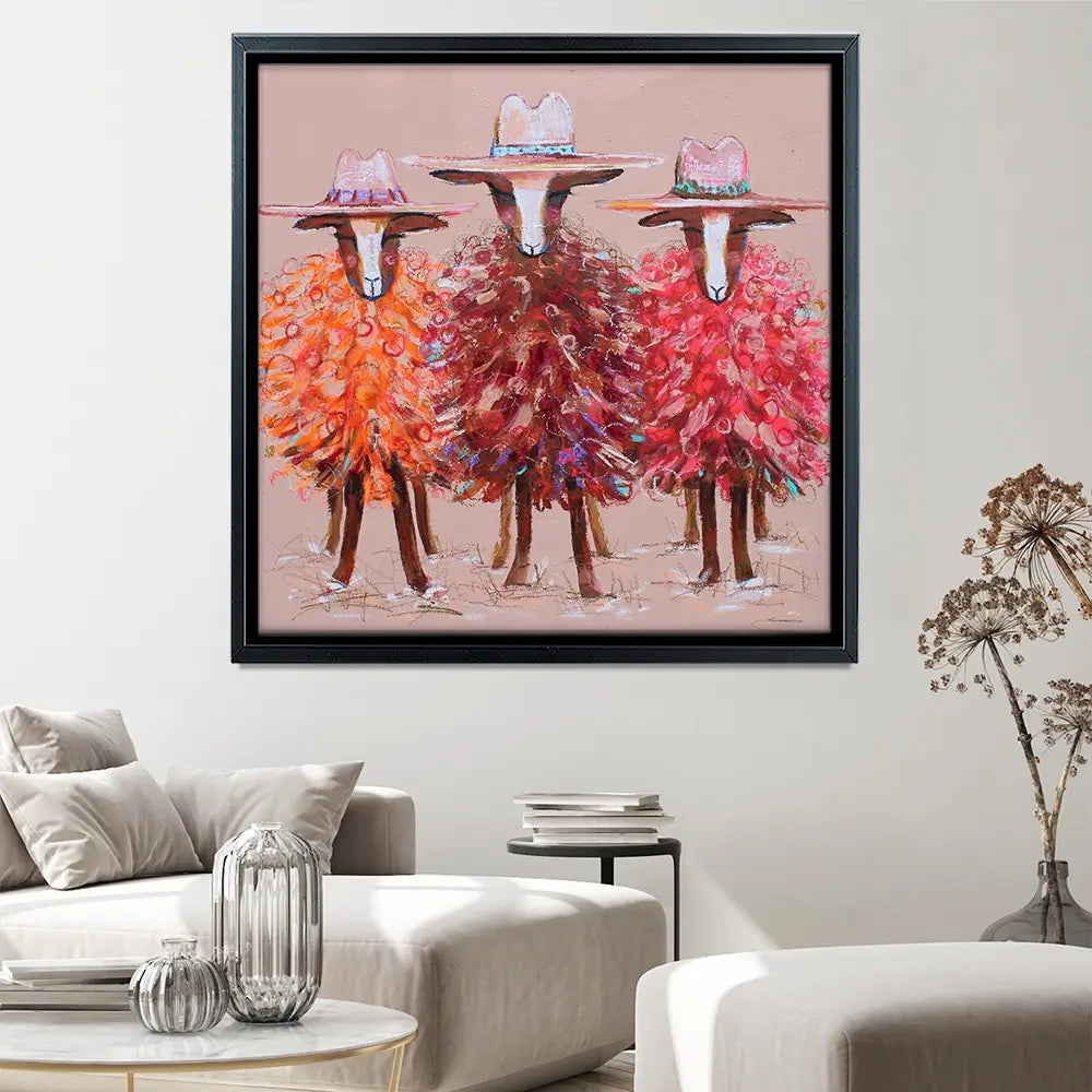 Three Sheep Square Canvas Print Three Sheep Square Canvas Print wall art product Studio Paint-Ing