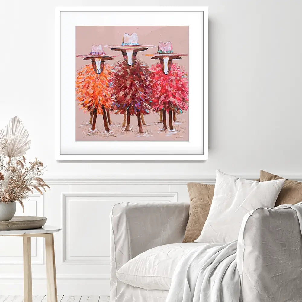 Three Sheep Square Framed Art Print Three Sheep Square Framed Art Print wall art product Studio Paint-Ing