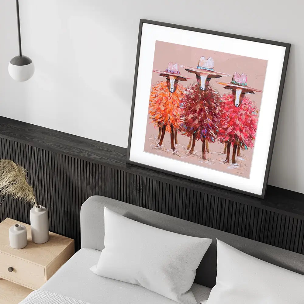 Three Sheep Square Framed Art Print Three Sheep Square Framed Art Print wall art product Studio Paint-Ing