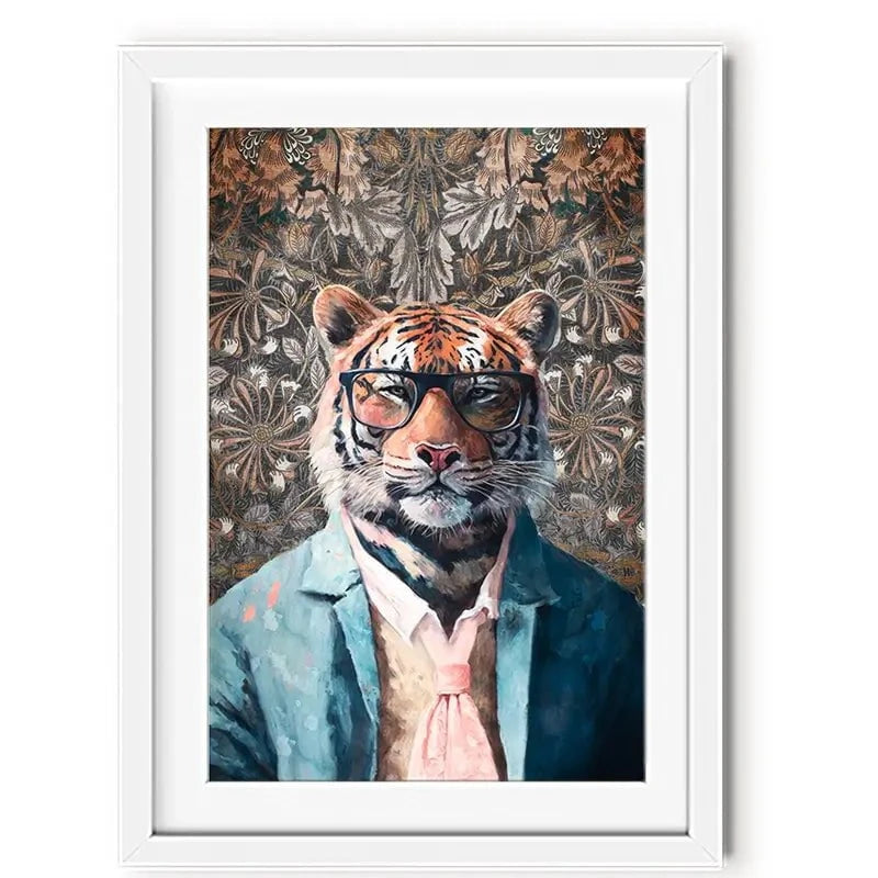 Tiger In Glasses Framed Art Print Tiger In Glasses Framed Art Print wall art product Svetlana Aleynikova