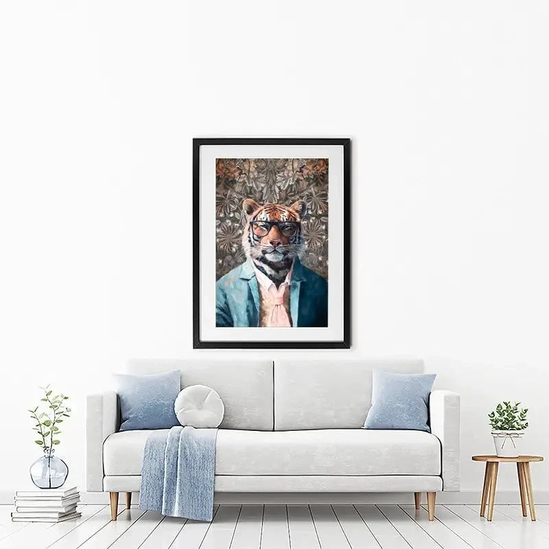 Tiger In Glasses Framed Art Print Tiger In Glasses Framed Art Print wall art product Svetlana Aleynikova