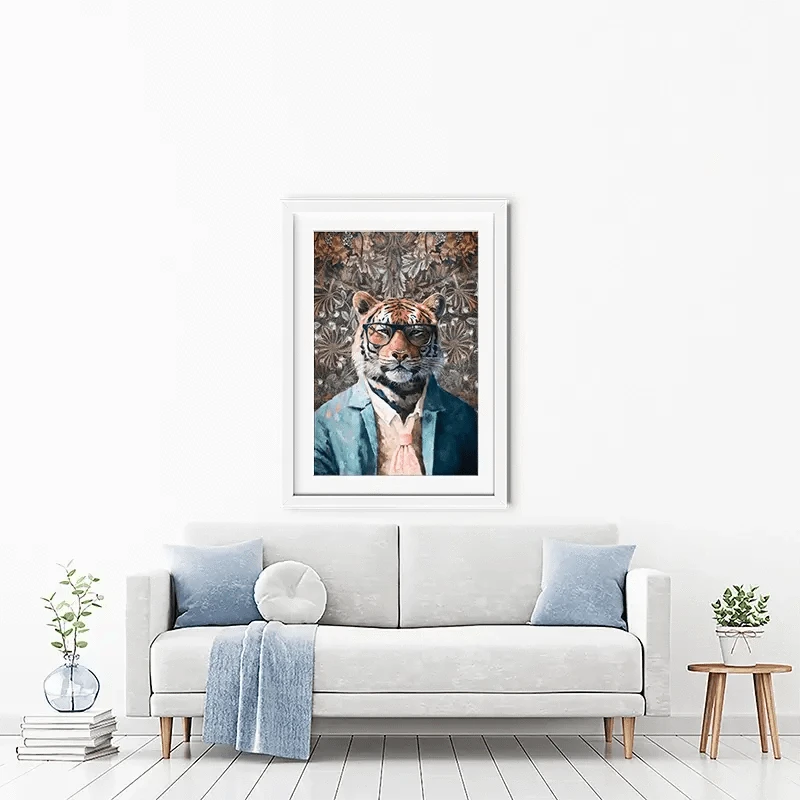 Tiger In Glasses Framed Art Print Tiger In Glasses Framed Art Print wall art product Svetlana Aleynikova