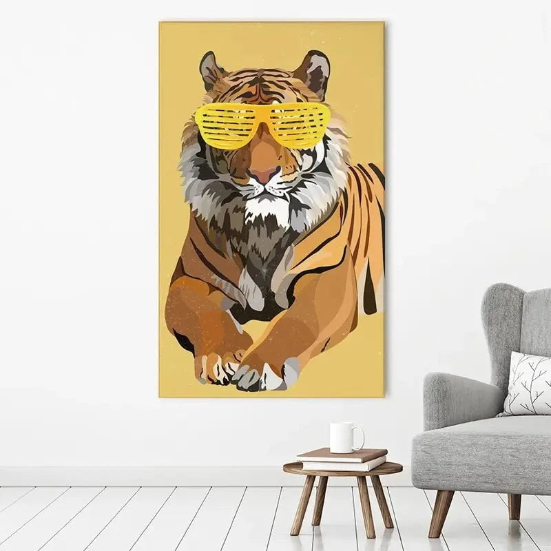 Tiger In Yellow Portrait Canvas Print Tiger In Yellow Portrait Canvas Print wall art product Sarah Manovski