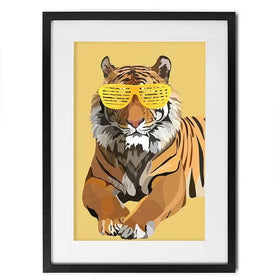Tiger In Yellow Portrait Framed Art Print Tiger In Yellow Portrait Framed Art Print wall art product Sarah Manovski
