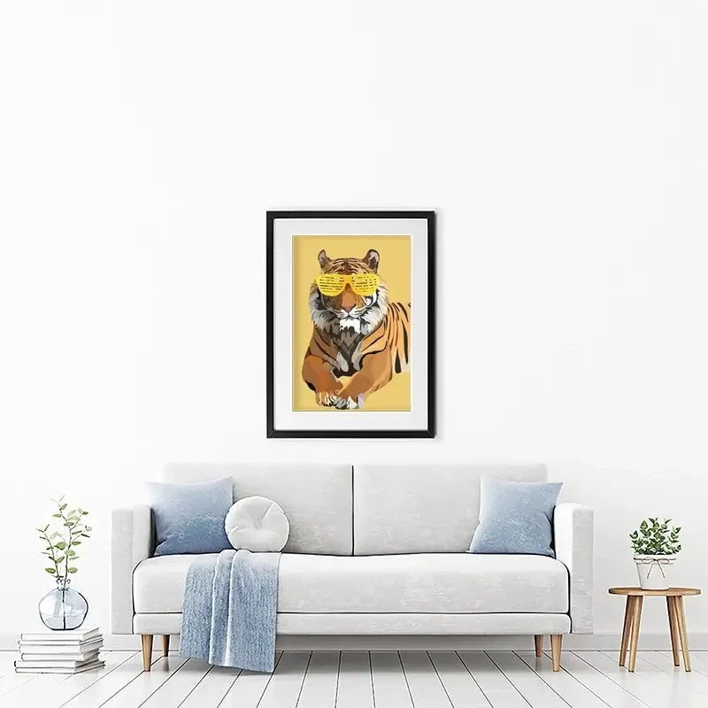 Tiger In Yellow Portrait Framed Art Print Tiger In Yellow Portrait Framed Art Print wall art product Sarah Manovski