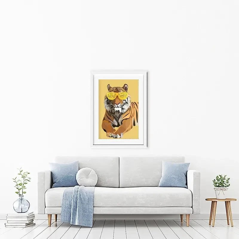 Tiger In Yellow Portrait Framed Art Print Tiger In Yellow Portrait Framed Art Print wall art product Sarah Manovski
