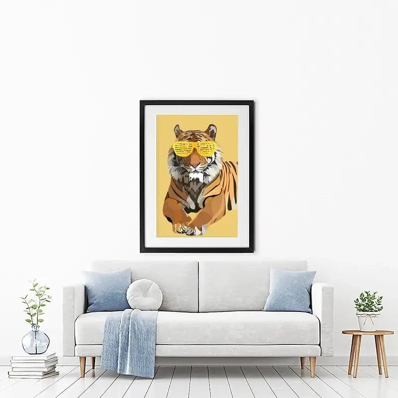 Tiger In Yellow Portrait Framed Art Print Tiger In Yellow Portrait Framed Art Print wall art product Sarah Manovski