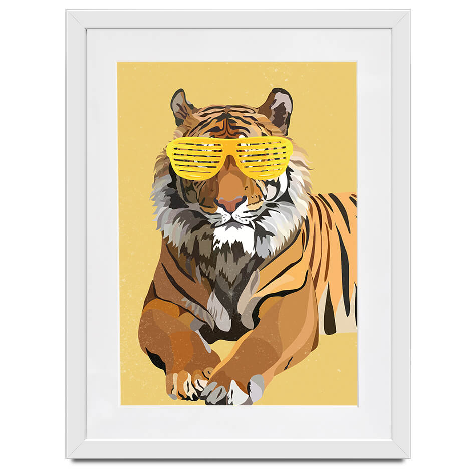 Tiger In Yellow Portrait Framed Art Print Tiger In Yellow Portrait Framed Art Print wall art product Sarah Manovski