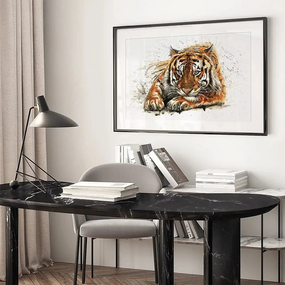 Tiger Paint Splash Framed Art Print Tiger Paint Splash Framed Art Print wall art product KOSTART / Shutterstock