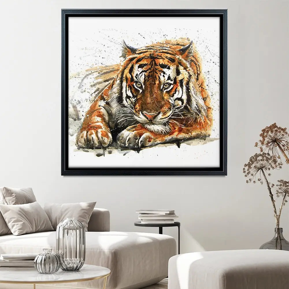 Tiger Paint Splash Square Canvas Print Tiger Paint Splash Square Canvas Print wall art product KOSTART / Shutterstock
