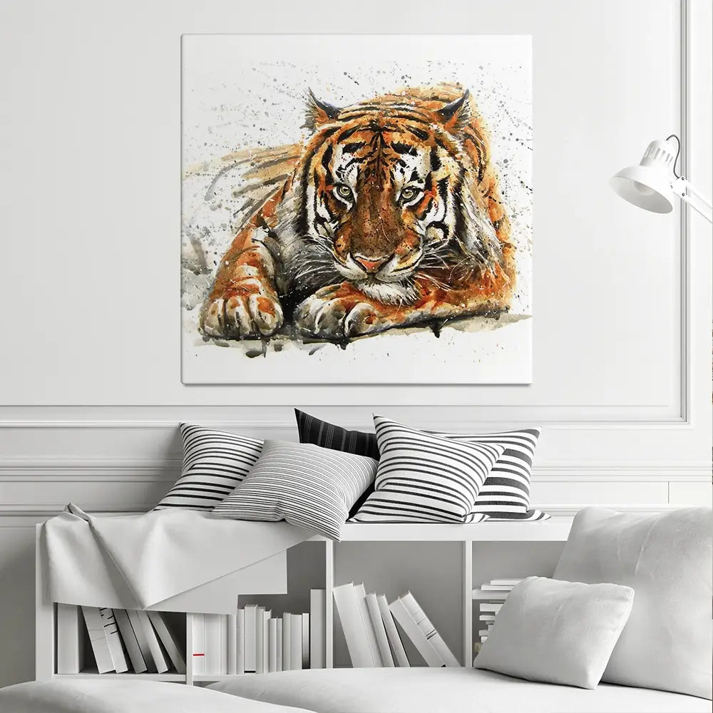 Tiger Paint Splash Square Canvas Print Tiger Paint Splash Square Canvas Print wall art product KOSTART / Shutterstock