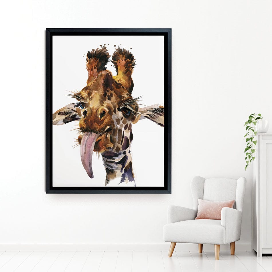 Tongue Out Giraffe Head Canvas Print wall art product Faenkova Elena / Shutterstock