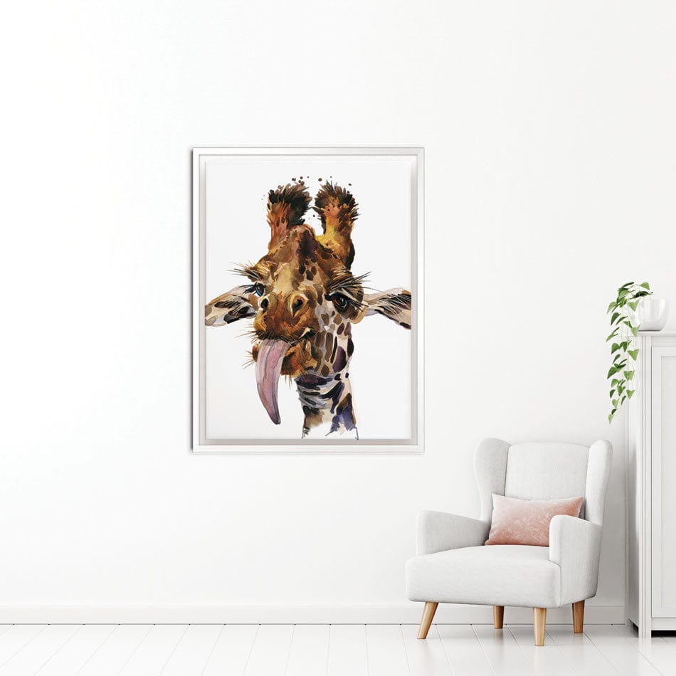 Tongue Out Giraffe Head Canvas Print wall art product Faenkova Elena / Shutterstock