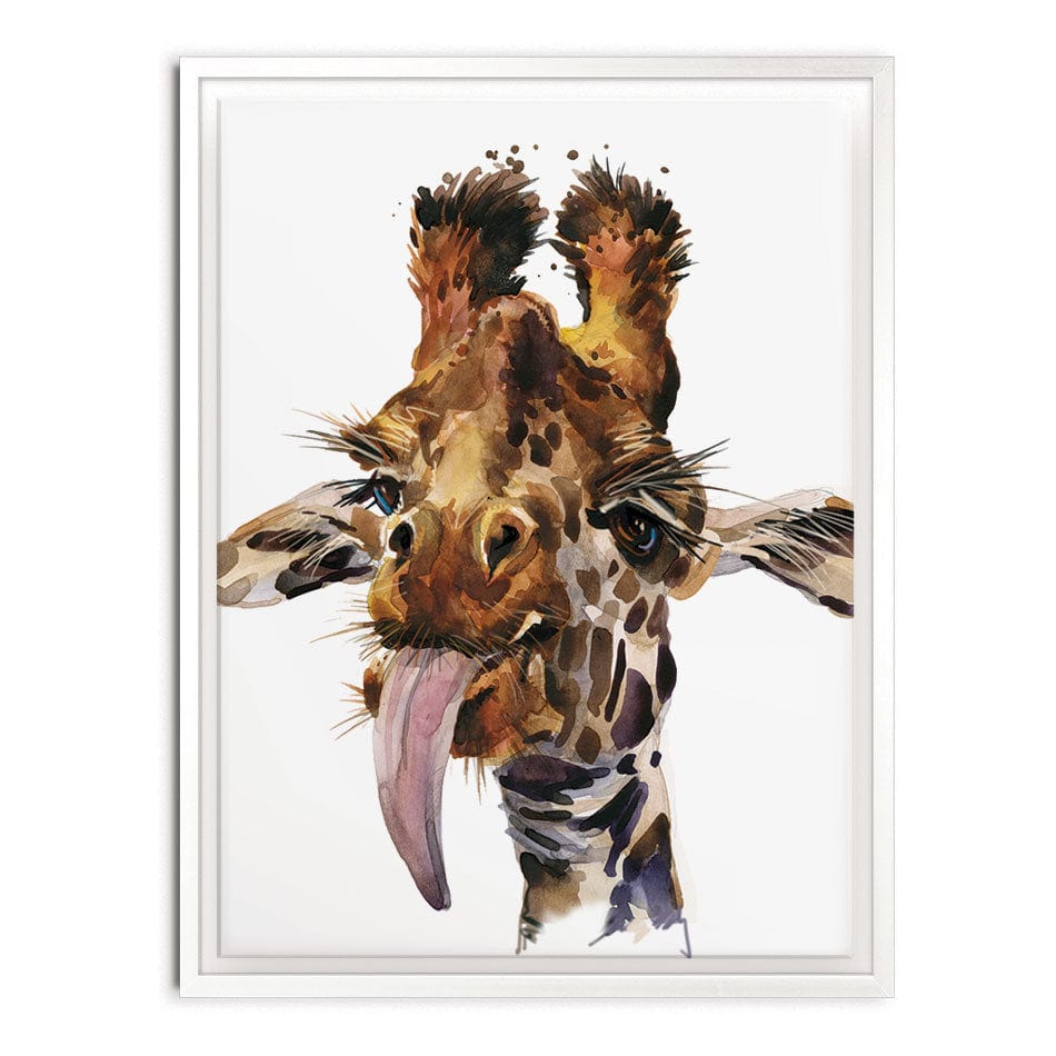Tongue Out Giraffe Head Canvas Print wall art product Faenkova Elena / Shutterstock