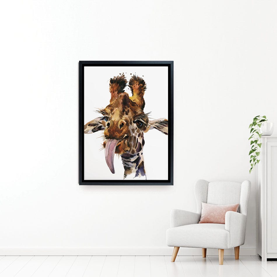 Tongue Out Giraffe Head Canvas Print wall art product Faenkova Elena / Shutterstock