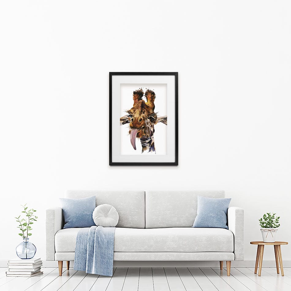 Tongue Out Giraffe Head Framed Art Print wall art product Faenkova Elena / Shutterstock