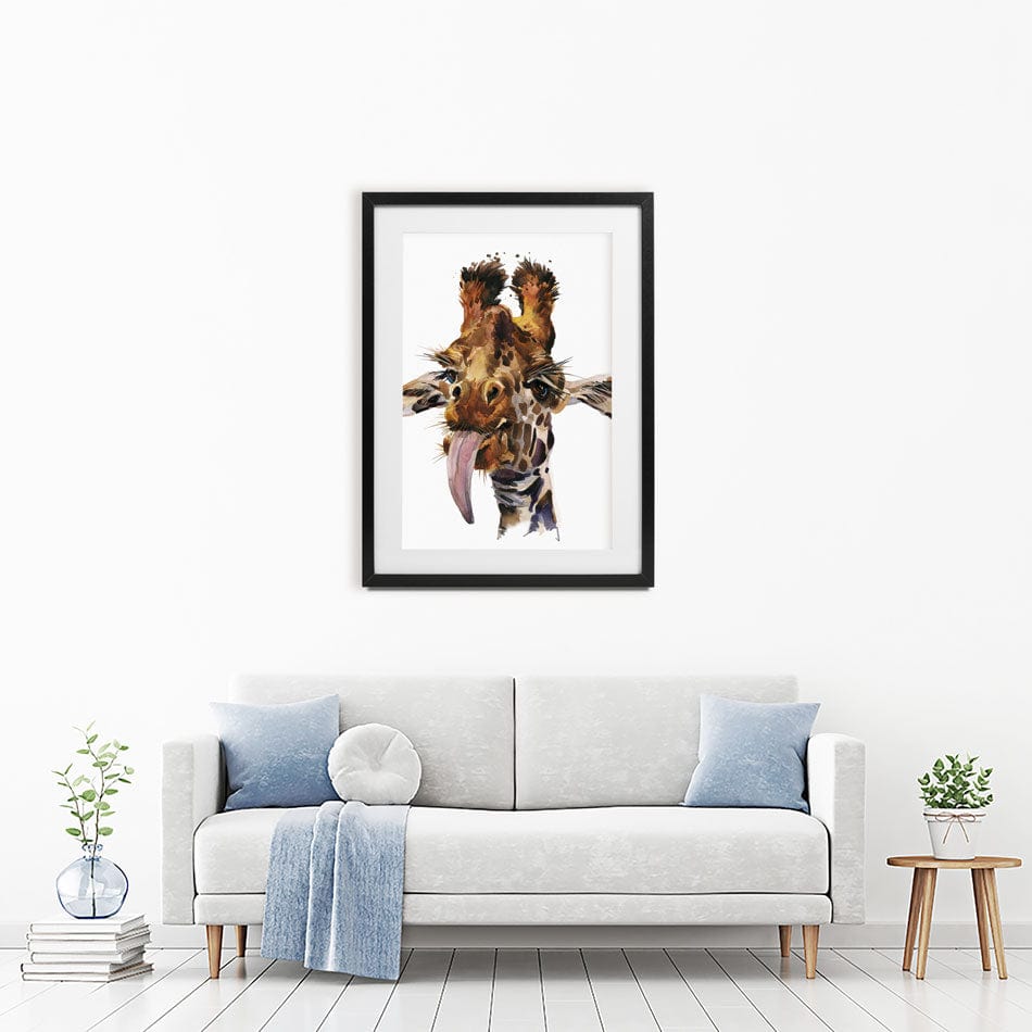 Tongue Out Giraffe Head Framed Art Print wall art product Faenkova Elena / Shutterstock
