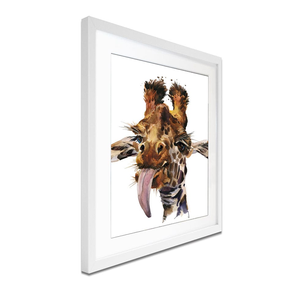 Tongue Out Giraffe Head Framed Art Print wall art product Faenkova Elena / Shutterstock