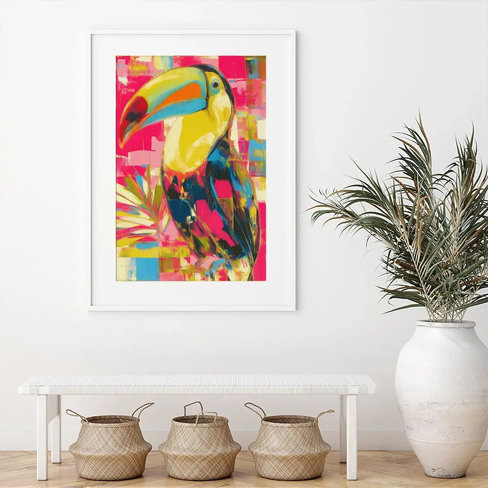 Toucan In Hot Pink Framed Art Print Toucan In Hot Pink Framed Art Print wall art product Chromatic Storm Studio