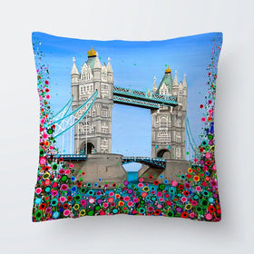 Tower Bridge Floral Cushion Tower Bridge Floral Cushion wall art product Jo Gough