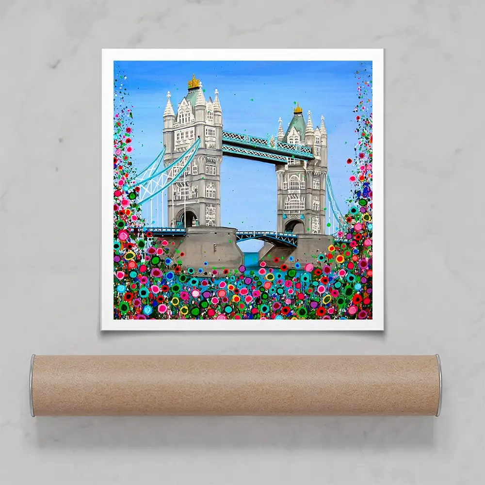 Tower Bridge Floral Square Art Print Tower Bridge Floral Square Art Print wall art product Jo Gough
