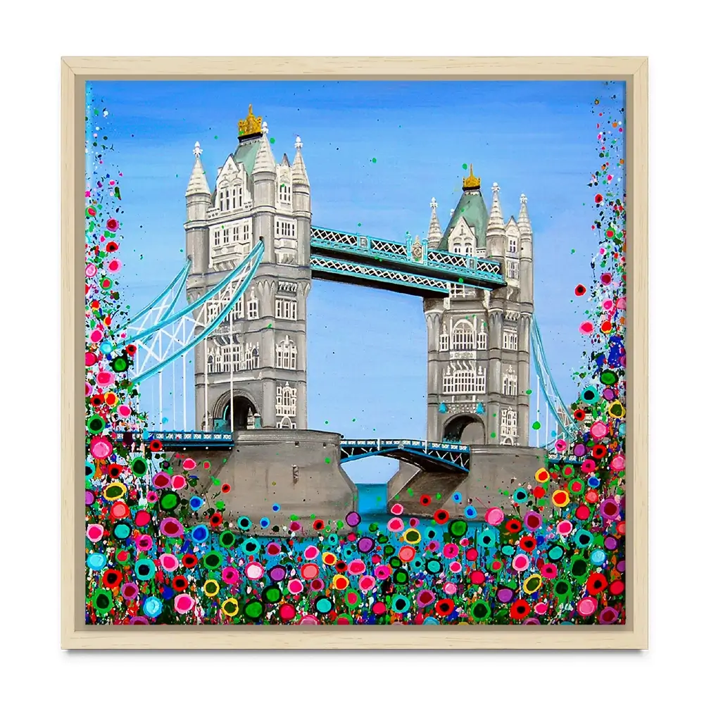 Tower Bridge Floral Square Canvas Print Tower Bridge Floral Square Canvas Print wall art product Jo Gough